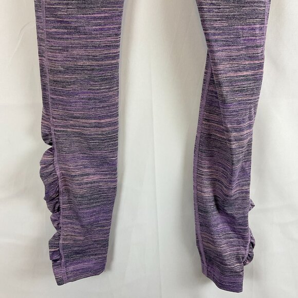 Lululemon Leggings 4 Purple Pink Space Dye Tech Pockets Ruched Detail Zipper - Picture 9 of 11